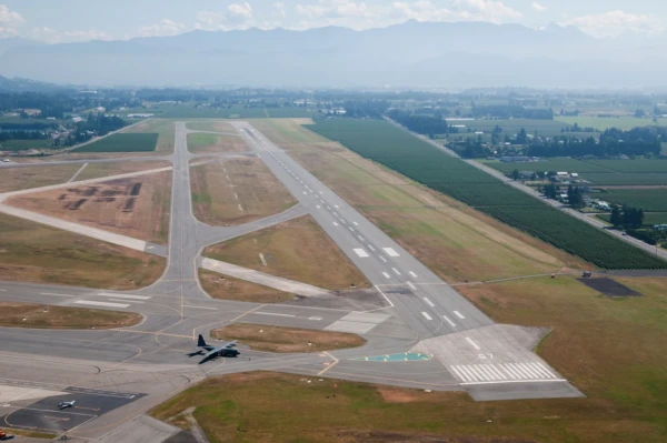 Vista aérea del aeropuerto de Abbotsford, Canadá