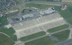 Vista aérea del aeropuerto de Ostende-Brujas