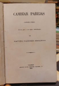 Cambiar parejas: Capricho cómico en un acto y en verso pentasílabo