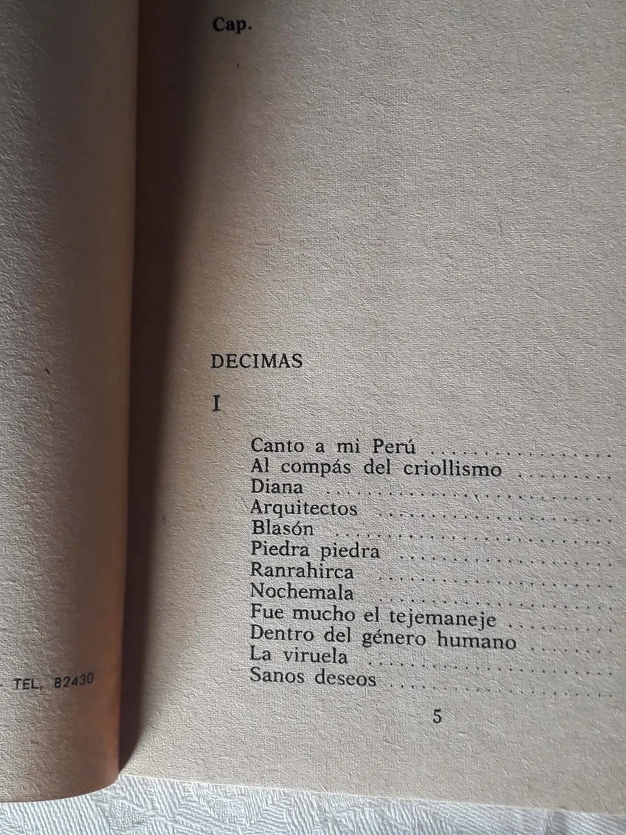 Criollismo peruano: Décimas y versos de un libro