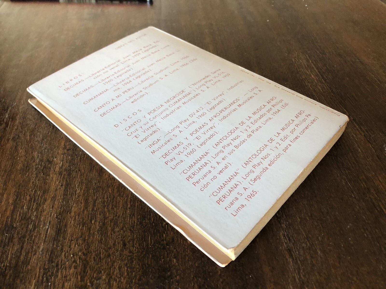 Libro antiguo: Décimas, Cumanana y Canto a mi Perú