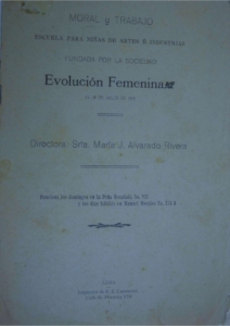 Moral y Trabajo : escuela para niñas de artes e industrias fundada por la sociedad Evolución Femenina el 18 de julio de 1915