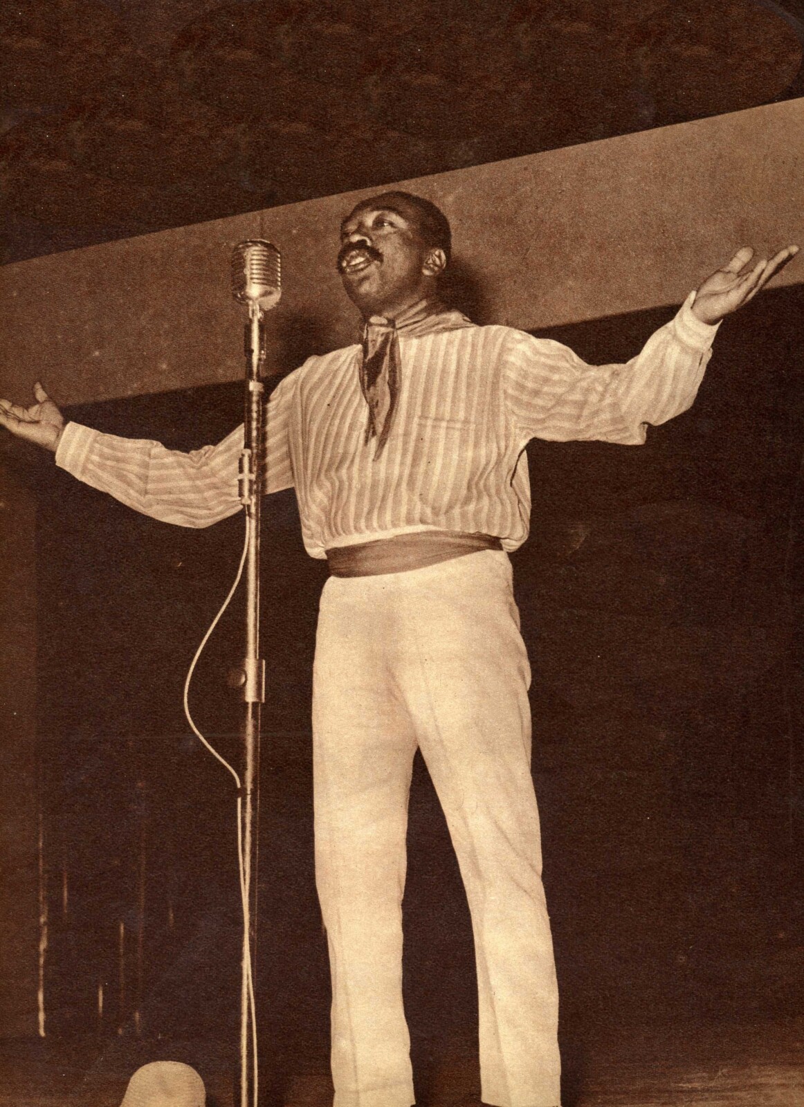 Santa Cruz canta con pasión en un escenario