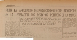 Piden la aprobación del proyecto ley que incorpora en la legislación los derechos políticos de la mujer