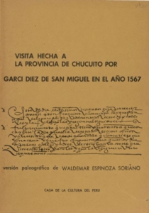 Visita hecha a la provincia de Chucuito por Garci Diez de San Miguel en el año de 1567