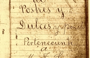 Recetario de postres, dulces y ponches de doña María Trinidad Santos. Cuzco, 1910